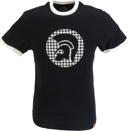 Trojan Mens Black Houndstooth Trojan Helmet logo T-Shirt