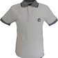 Trojan Mens Ecru Chequerboard Trim Pique Polo Shirt