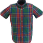 Trojan Mens Green Multi Check Short Sleeved Shirts and Pocket Square