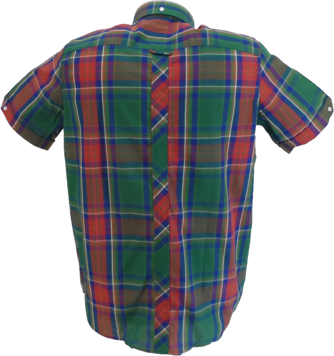 Trojan Mens Green Multi Check Short Sleeved Shirts and Pocket Square