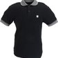 Trojan Mens Black Jacquard Collar Textured Polo Shirt