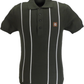 Trojan Mens Army Green Raised Stripe Knitted Polo Shirt