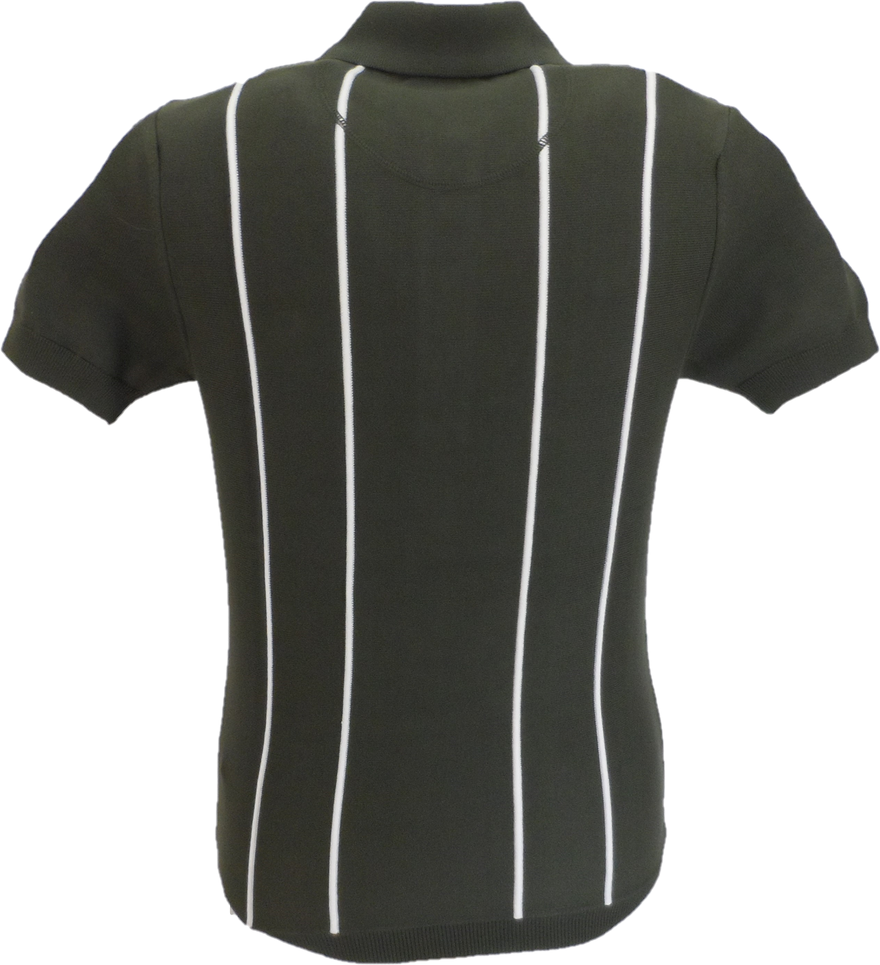 Trojan Mens Army Green Raised Stripe Knitted Polo Shirt