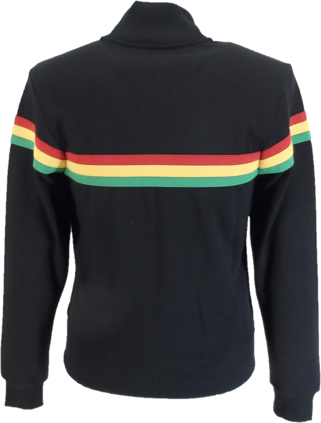 Trojan Mens Black Rasta Stripe Retro Track Tops