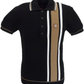 Trojan Mens Black Textured Stripe Knitted Polo Shirt