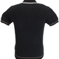 Trojan Mens Black Textured Stripe Knitted Polo Shirt