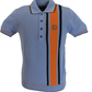 Trojan Mens Powder Blue Textured Stripe Knitted Polo Shirt