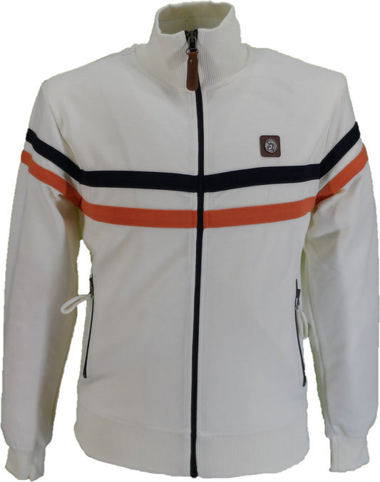 Trojan Mens Ecru Twin Stripe Track Tops