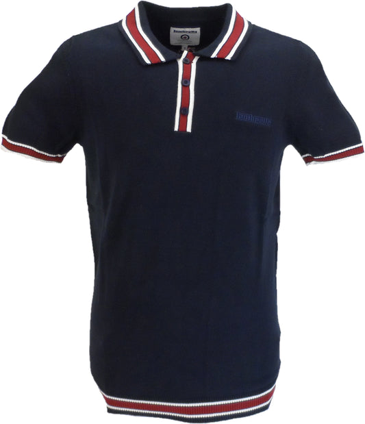 Lambretta Mens Navy Blue Valero Knitted Polo Shirt