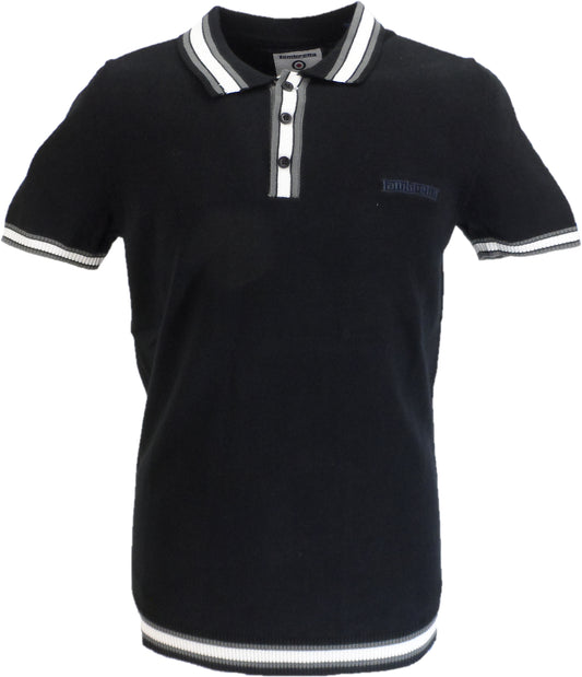 Lambretta Mens Black Valero Knitted Polo Shirt