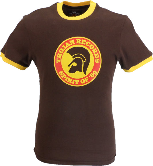 Trojan Records Mens Brown Spirit of 69 100% Cotton Peach T-Shirt