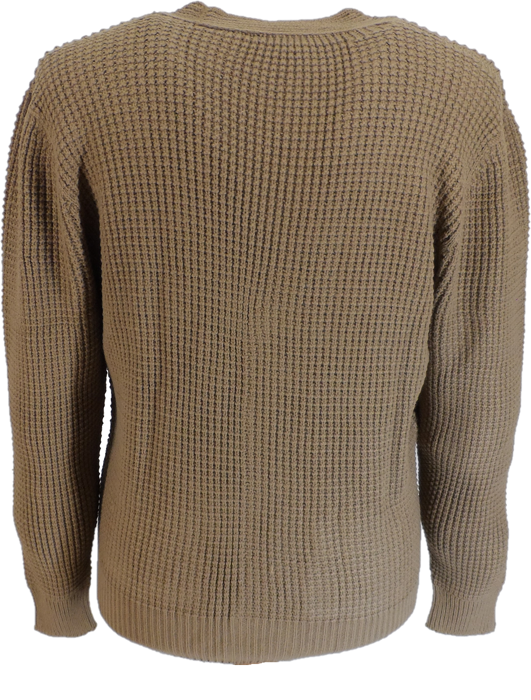 Mazeys Classic Retro Waffle Knit Camel Brown Cardigan