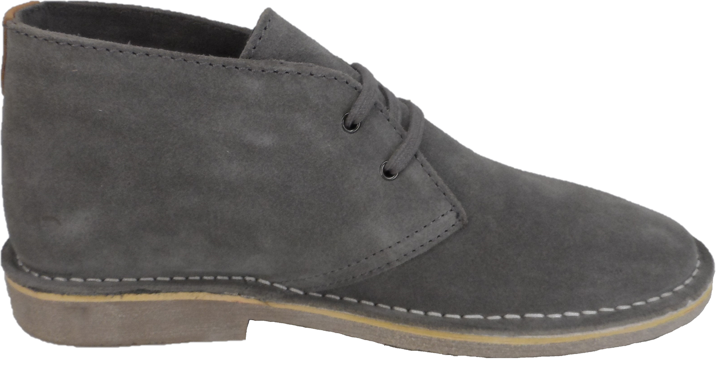 Hush Puppies Mens Grey 2 Eyelet Real Suede Desert Boots