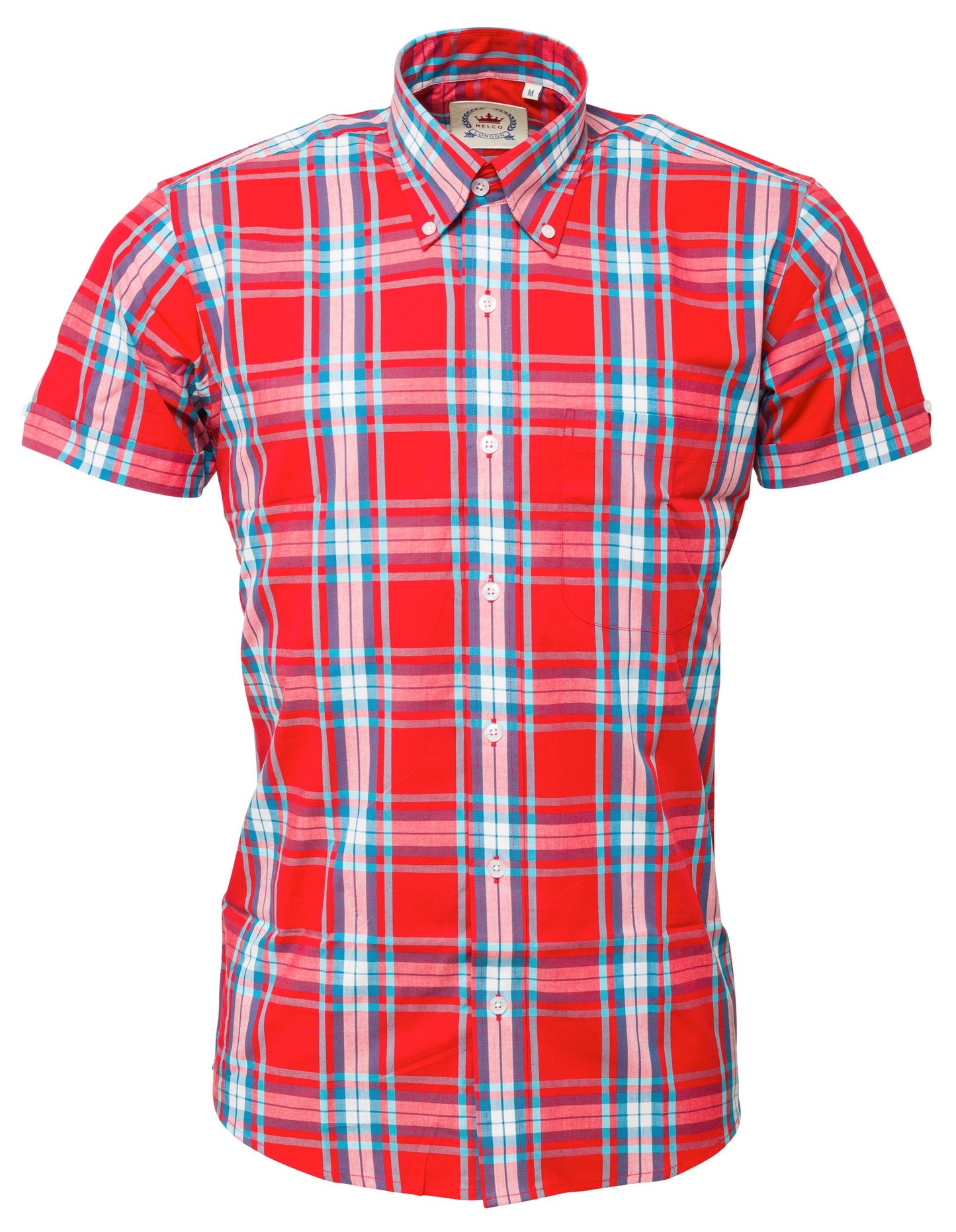 Relco Mens Red Check Short Sleeved Vintage/Retro Button Down Shirts ...