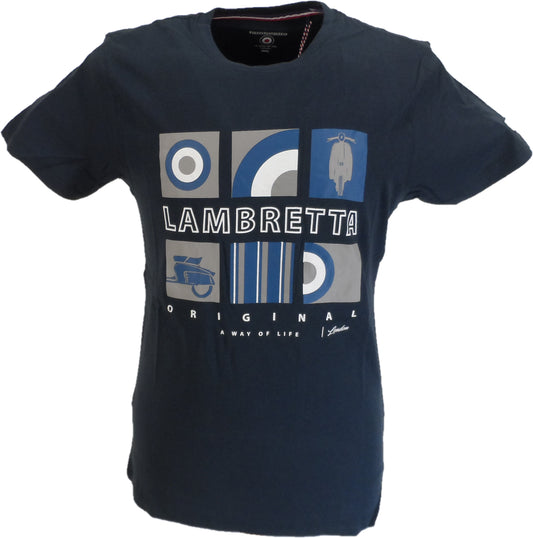 Lambretta Mens Navy Blue Box Icon Retro T Shirt