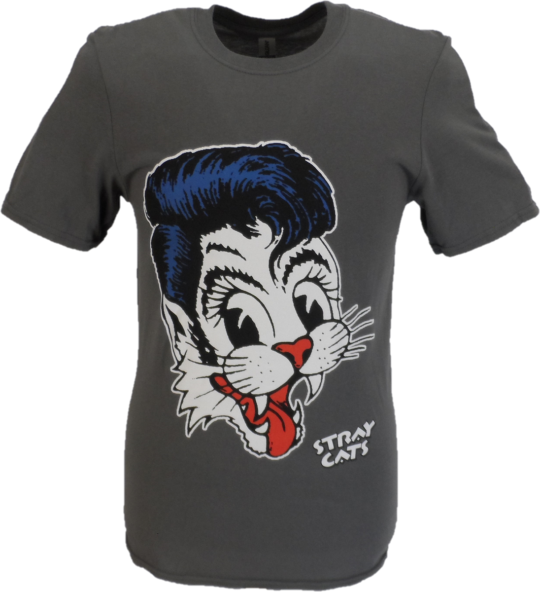 Mens Officially Licensed Grey Stray Cats Logo Retro T Shirts