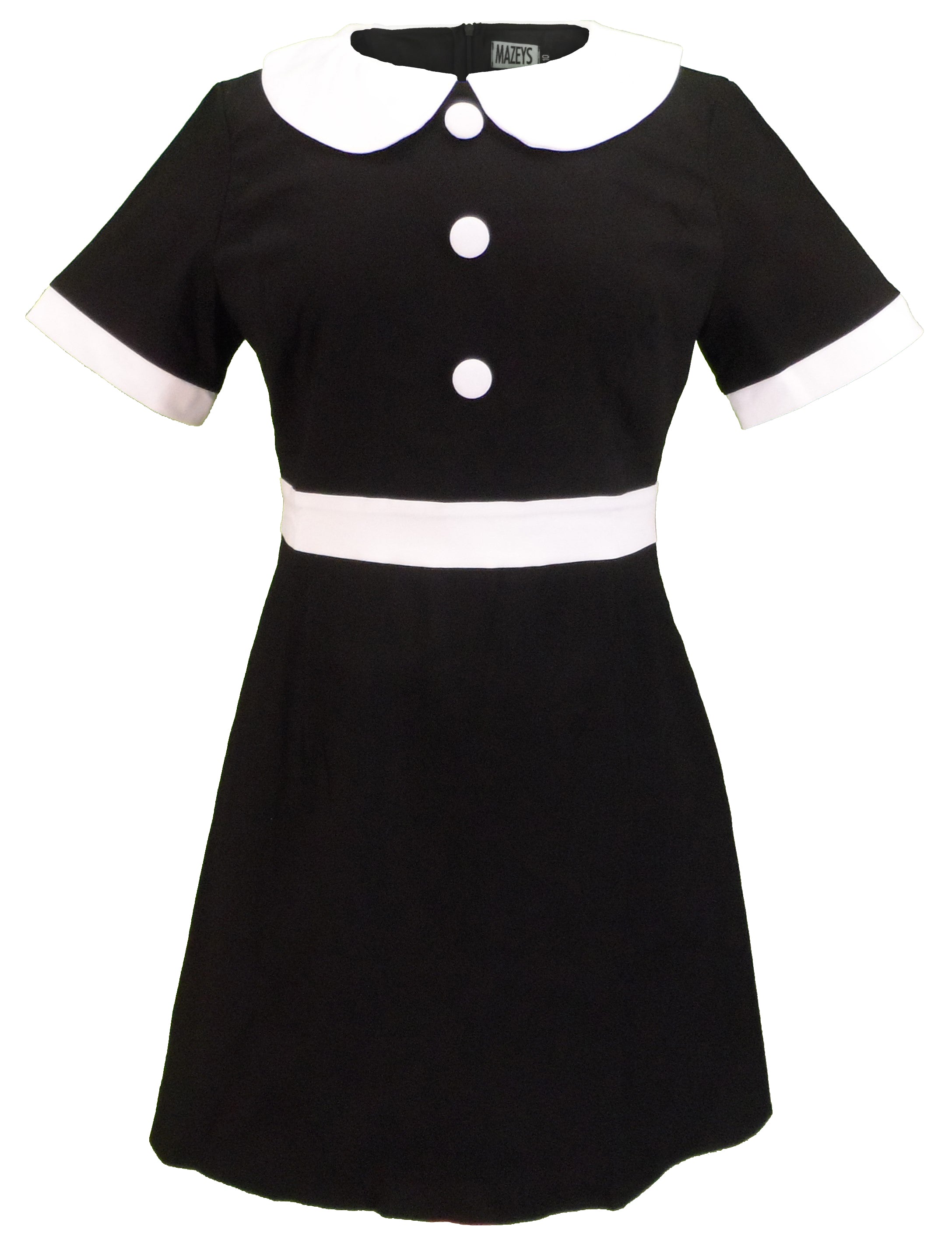 Ladies 60s Retro Mod Vintage Black Dress Mazeys UK