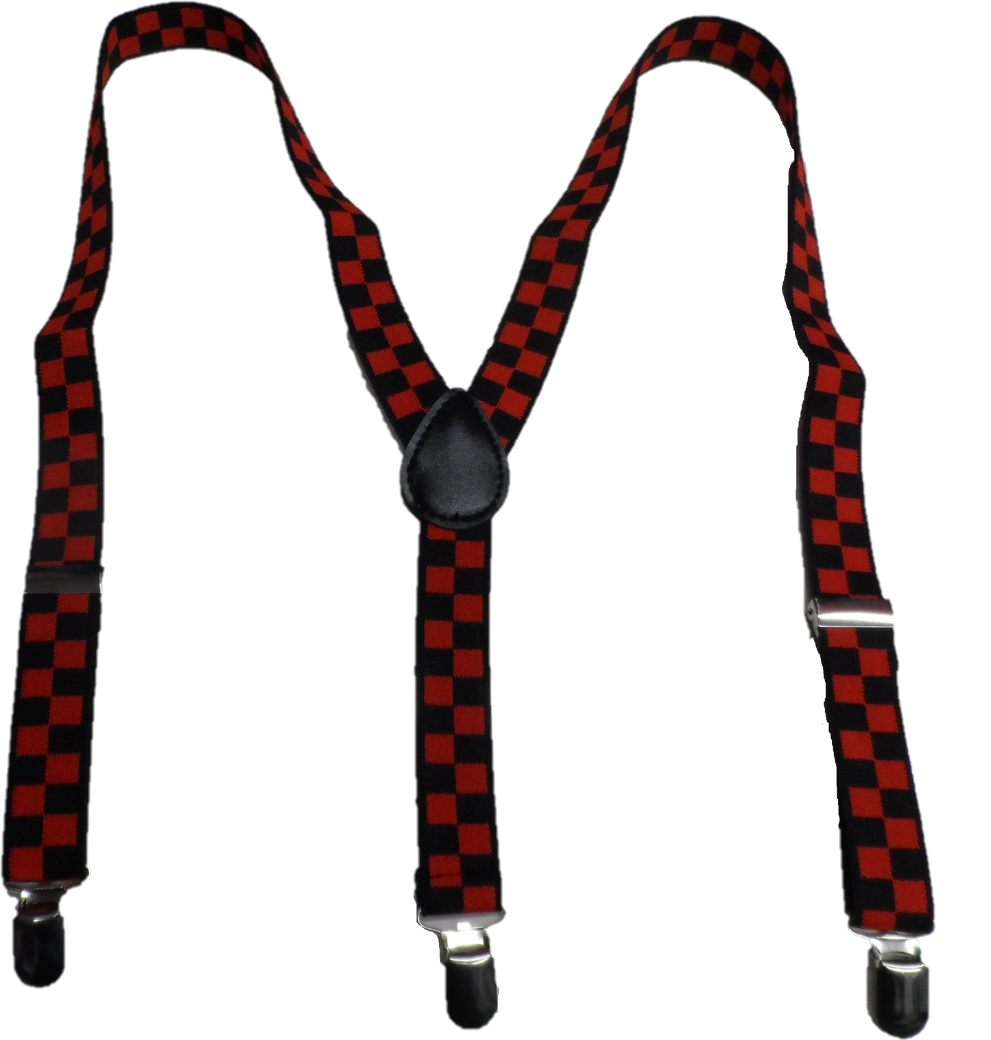 Mazeys Mens 1 Inch Black and Red Checkerboard Braces