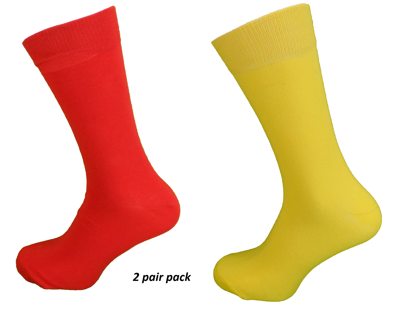 Ladies 2 Pair of Pack Red and Yellow Socks