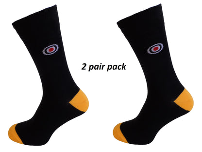 Mens 2 Pair Pack Black and Mustard Mod Target Socks