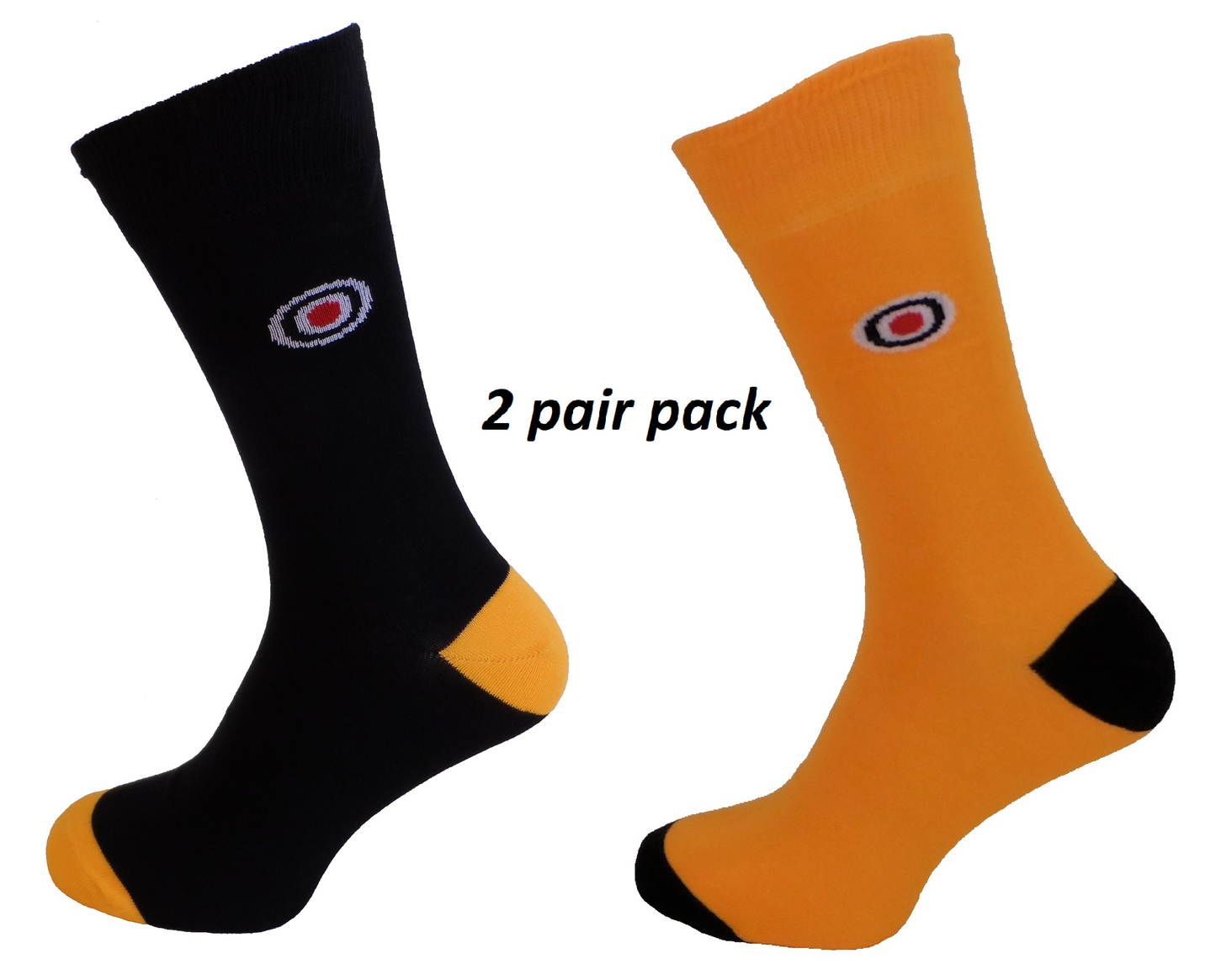 Mens 2 Pair Pack Black and Mustard Mod Target Socks